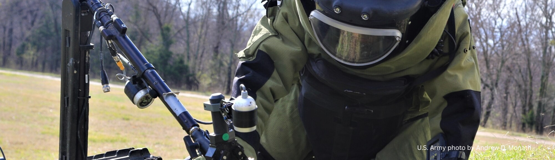 Army Explosive Ordnance Disposal technician at work
